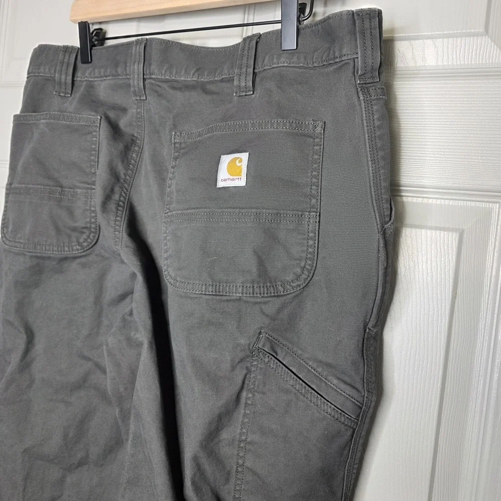 Carhartt Rugged Flex Relaxed Fit Canvas Work Pants Gray Men's 38x32 BN2291